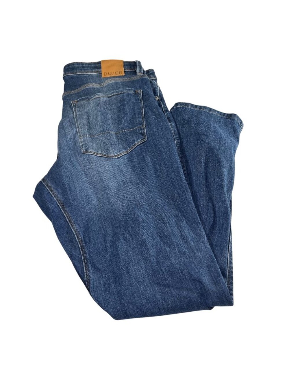 DU/ER Mens L2X Athletic Straight Jeans Size 36x30 Stretch Blue Denim Medium Wash